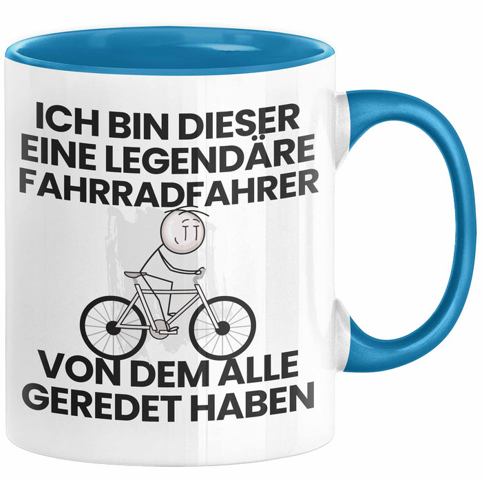 Fahrradfahrer Geschenk Tasse Lustige Geschenkidee Geburtstag für Fahrradfahrer Ich Bin Dieser Legendäre Fahrradfahrer Von Dem Alle Geredet Haben Kaffee-Becher Blau Trendation