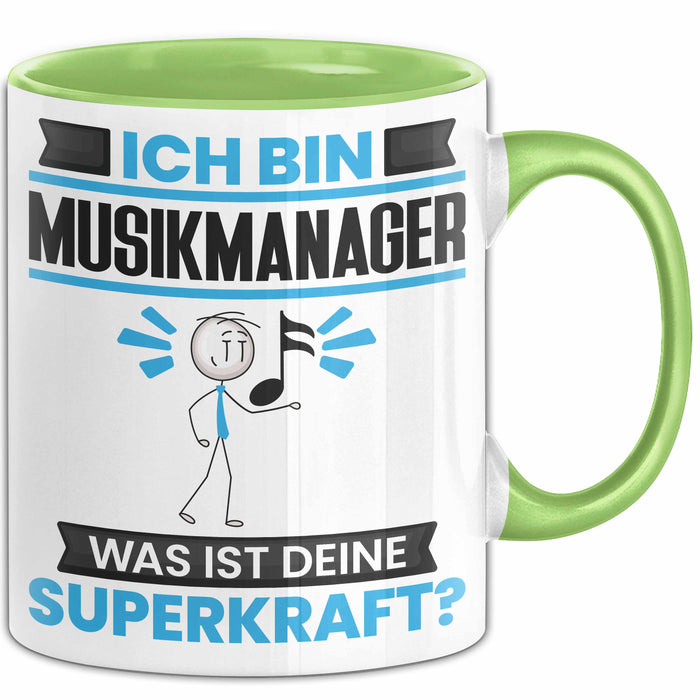 Musikmanager Tasse Geschenk für Musikmanager Geburtstag Lustiger Spruch Kaffee-Becher Was Ist Deine Superkraft Grün Trendation