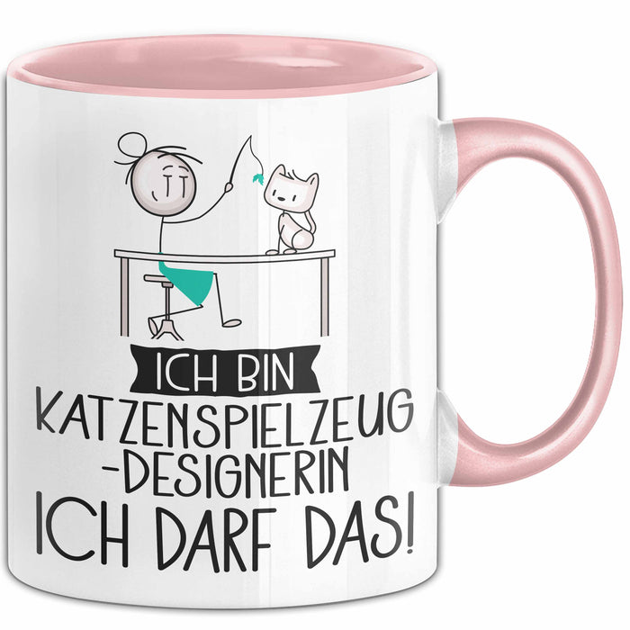 Geschenk für Katzenspielzeug-Designerin Tasse Lustige Geschenkidee Geburtstag Ich Bin Katzenspielzeug-Designerin Ich Darf Das Rosa Trendation
