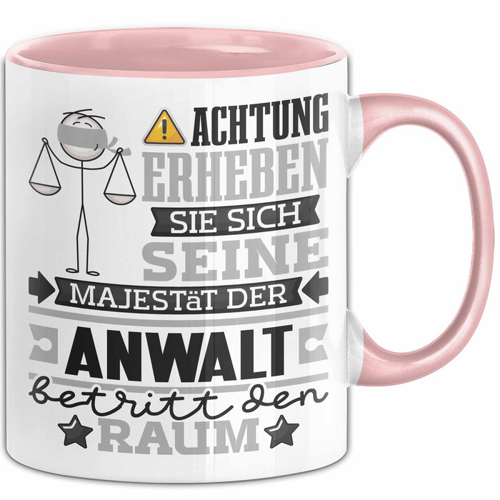 Anwalt Geschenk Tasse Lustiger Spruch Erheben Sie Sich Der Anwalt Betritt den Raum Rosa Trendation