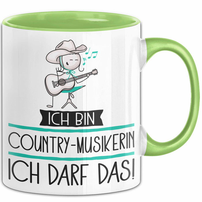Geschenk für Country-Musikerin Tasse Lustige Geschenkidee Geburtstag Ich Bin Country-Musikerin Ich Darf Das Grün Trendation