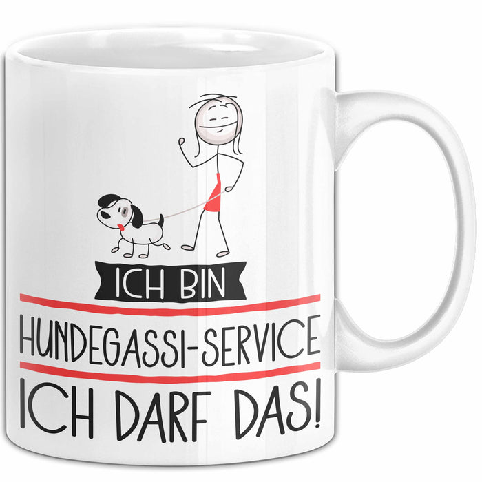 Geschenk für Hundegassi-Service Tasse Lustige Geschenkidee Geburtstag Ich Bin Hundegassi-Service Ich Darf Das Weiß Trendation