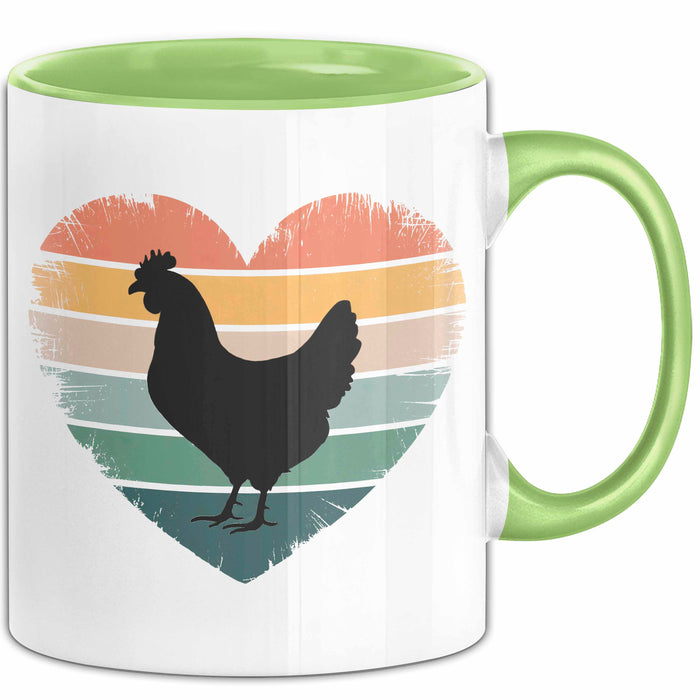 Huhn Tier Bauer Tasse Becher Geschenk Lustige Geschenkidee Spruch Hühnerherz Grün Trendation