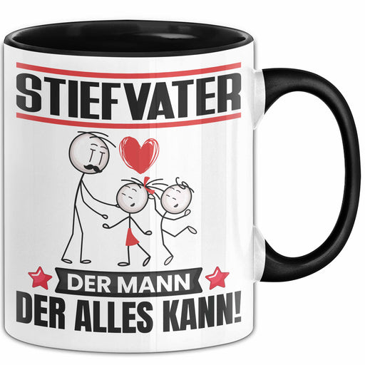 Stiefvater Tasse Geschenk für Stiefvater Der Mann Der Alles Kann Geschenkidee zum Geburtstag Schwarz Trendation