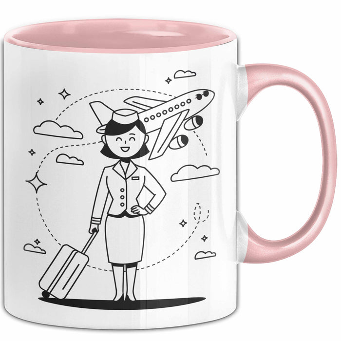 Flugbegleiter Tasse Geschenk Lustige Geschenkidee Spruch Für Reise Crew Rosa Trendation