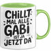 Gabi Tasse Geschenk Chillt Mal Alle Gabi Ist Ja Jetzt Da Geschenkidee Becher mit Name Grün Trendation