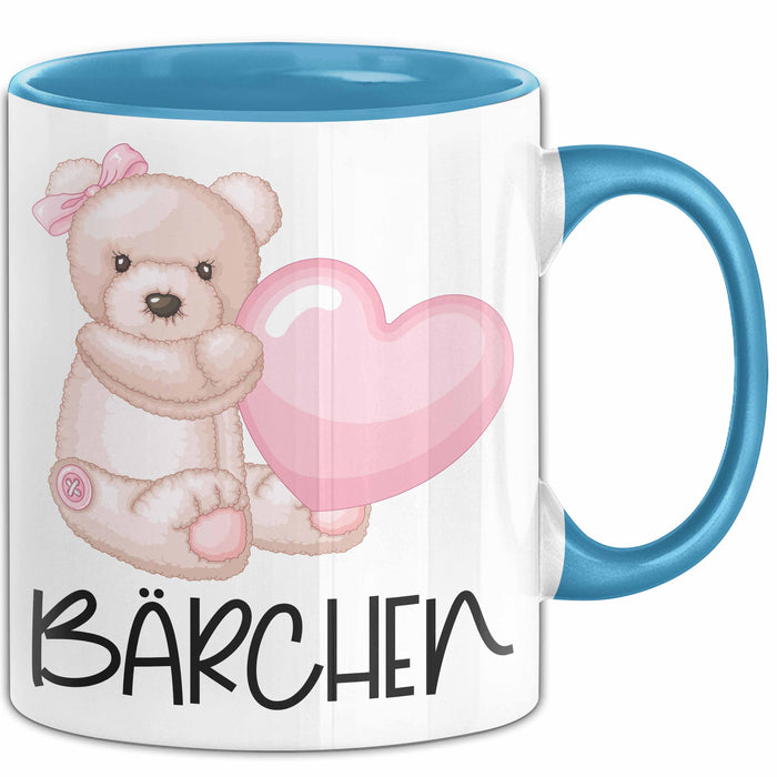 Tasse Teddybär mit Herz lustiges Geschenk für Kinder oder Valentinstag Blau Trendation