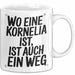 Kornelia Tasse Geschenk Wo Eine Kornelia Ist Ist Auch Ein Weg Geschenkidee Becher mit Name Weiß Trendation