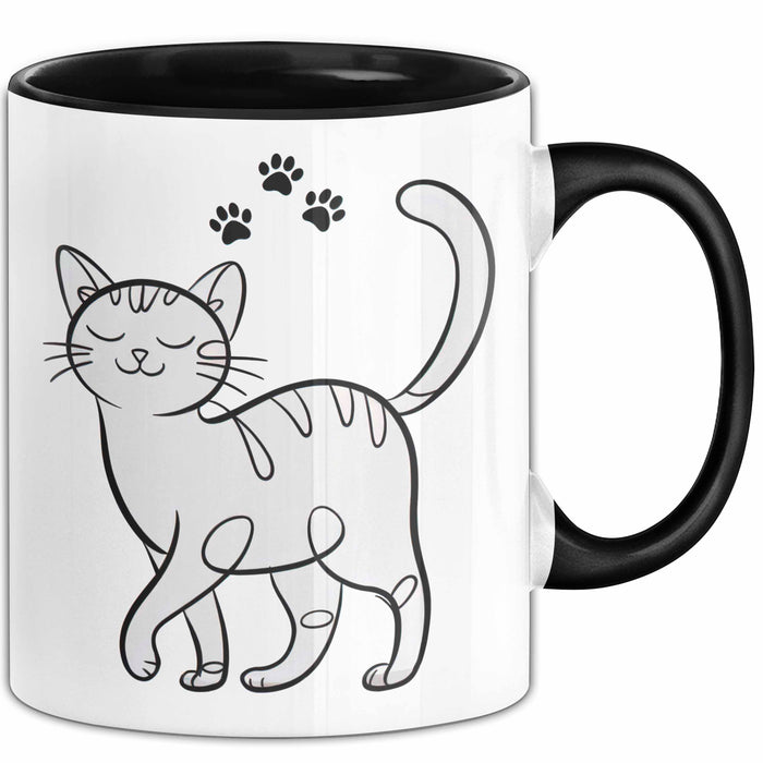 Katzen Tierliebhaber Tasse Geschenk Lustige Geschenkidee Spruch Schwarz Trendation