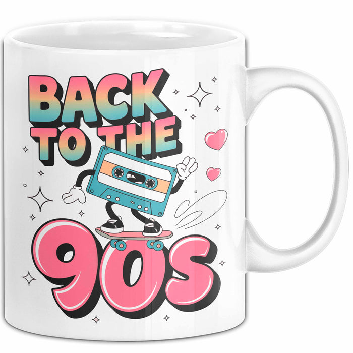 Vintage Retro Musik Tasse Geschenk Zurück in die 90er Geschenkidee Lustig Weiß Trendation