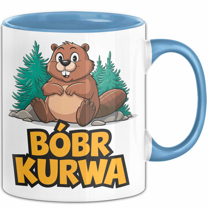 Polnisch Bóbr Kurwa Tasse Geschenk Lustige Geschenkidee Blau Trendation