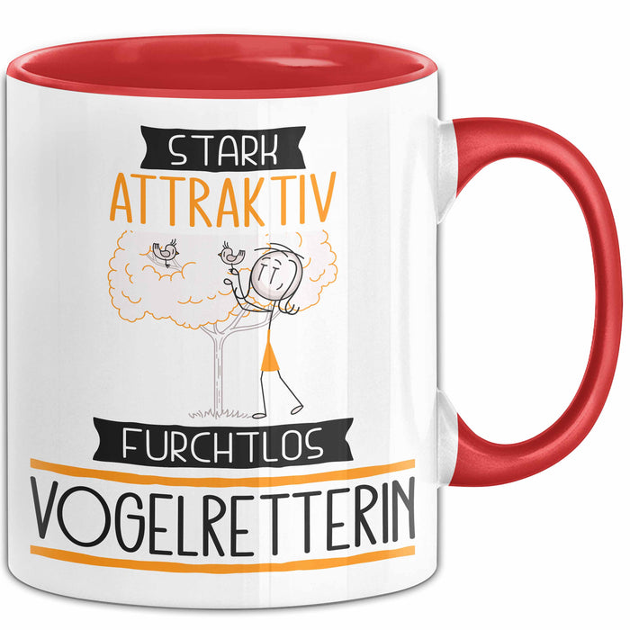 Vogelretterin Tasse Geschenk Becher Stark Attraktiv Furchtlos Vogelretterin Lustige Geschenkidee Rot Trendation