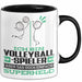 Volleyballspieler Geschenk Tasse Ich Bin Volleyballspieler Aber Sag Doch Einfach Superheld Lustige Geschenkdiee für Volleyballspieler Kaffee-Becher Schwarz Trendation