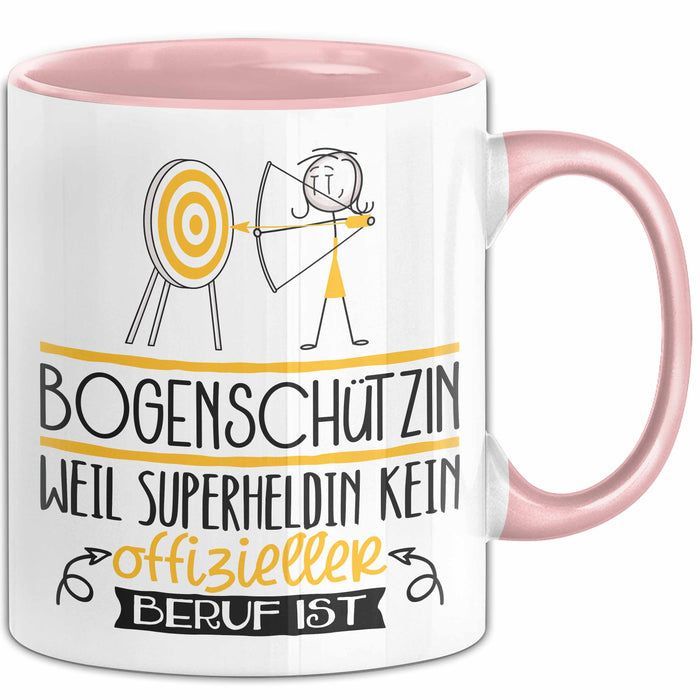 Bogenschützin Geschenk Tasse Lustiger Spruch Bogenschützin Weil Superheldin Kein Offizieller Beruf Ist Geschenkidee Rosa Trendation
