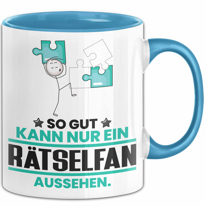 Rätselfan Geschenk Tasse So Gut Kann Nur Ein Rätselfan Aussehen Geschenkidee Kaffee-Becher Blau Trendation