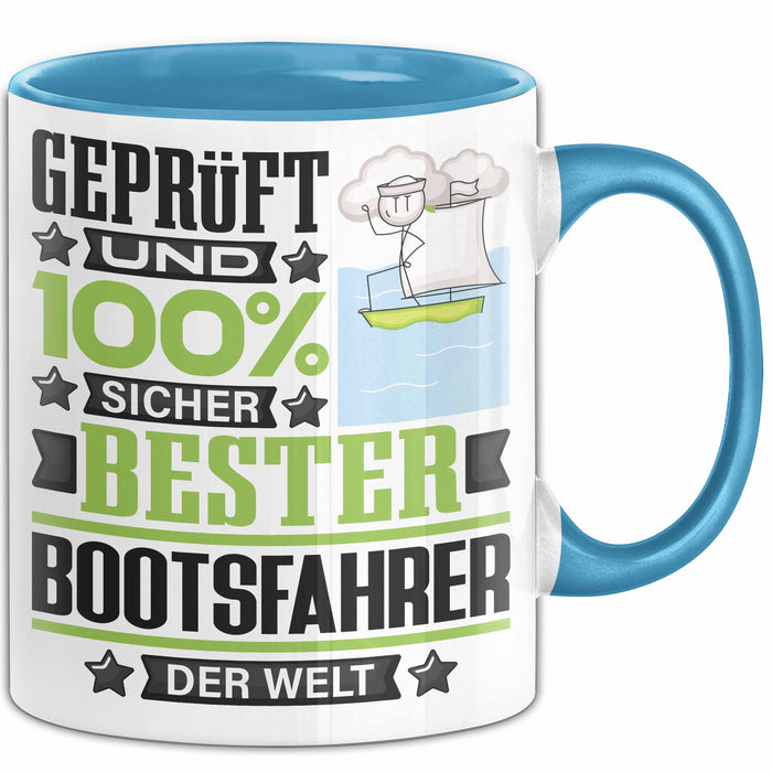 Bootsfahrer Geschenk Lustiger Spruch für Bootsfahrer Geschenkidee Bester Bootsfahrer Der Welt Blau Trendation