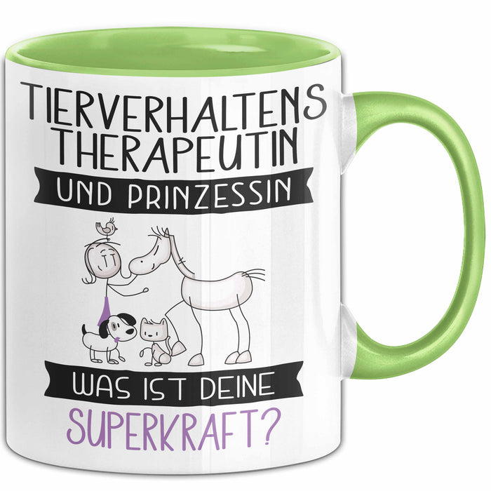 Tierverhaltenstherapeutin Und Prinzessin Tasse Geschenk Für Eine Tierverhaltenstherapeutin Geburtstag Was Ist Deine Superkraft Grün Trendation