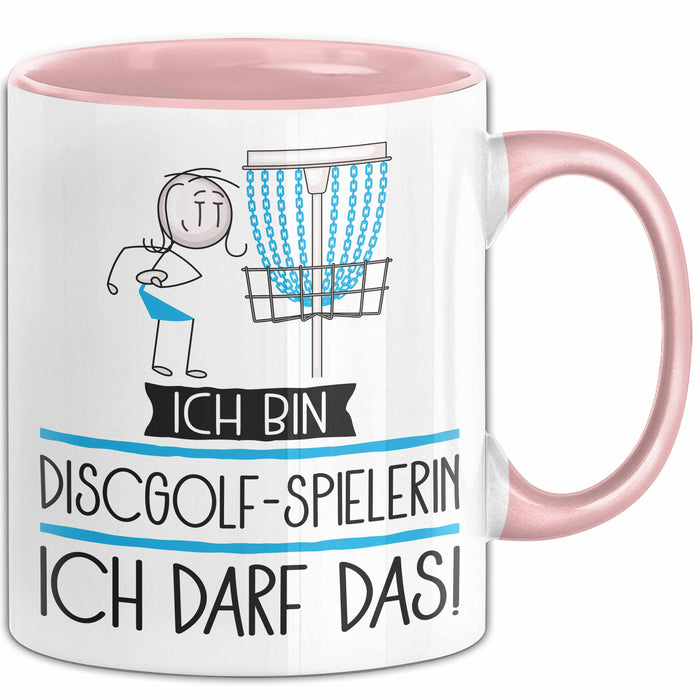 Geschenk für Discgolf-Spielerin Tasse Lustige Geschenkidee Geburtstag Ich Bin Discgolf-Spielerin Ich Darf Das Rosa Trendation