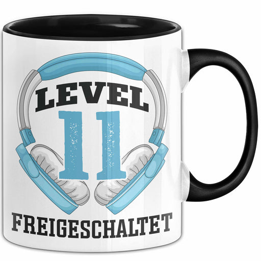 11. Geburtstag Gamer Tasse Geschenk Level 11 Freigeschaltet Schwarz Trendation