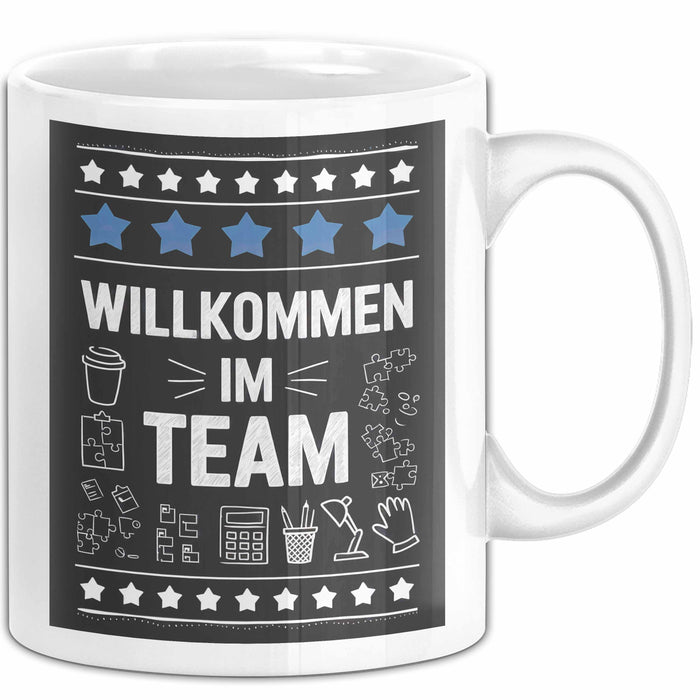 Office Arbeitskollege Tasse Geschenk Lustige Geschenkidee Spruch Willkommen Im Team Weiß Trendation