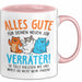 Büroarbeit Kollege Tasse Geschenk Lustige Geschenkidee Spruch Alles Gute Für Deinen Neuen Job Verräter Rosa Trendation