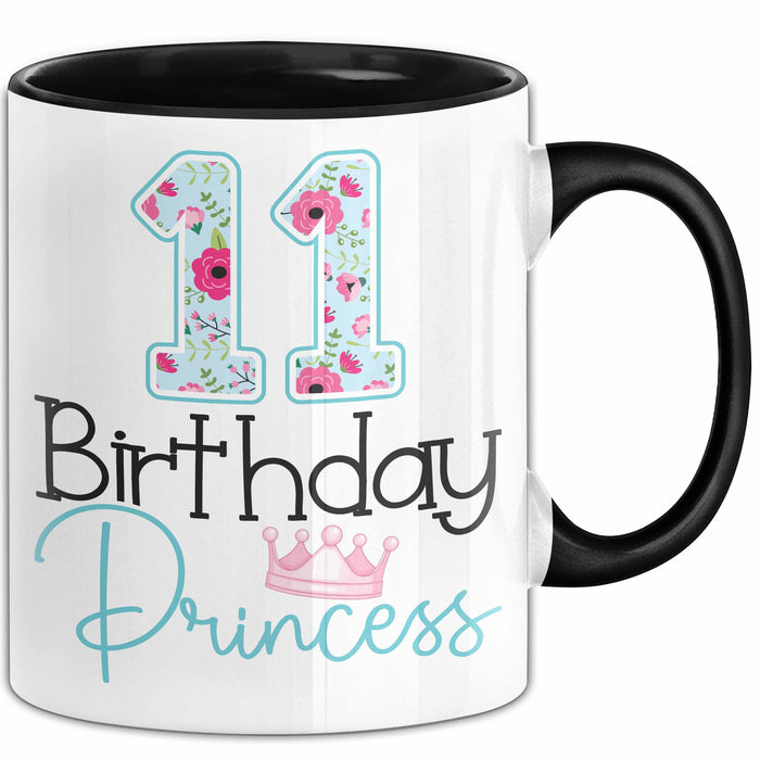 11 Birthday Princess Tasse Mädchen Geschenk 11. Geburtstag Krone Schwarz Trendation