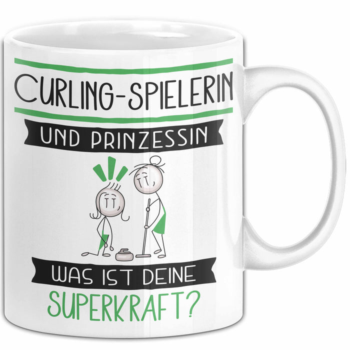 Curling-Spielerin Und Prinzessin Tasse Geschenk Für Eine Curling-Spielerin Geburtstag Was Ist Deine Superkraft Weiß Trendation