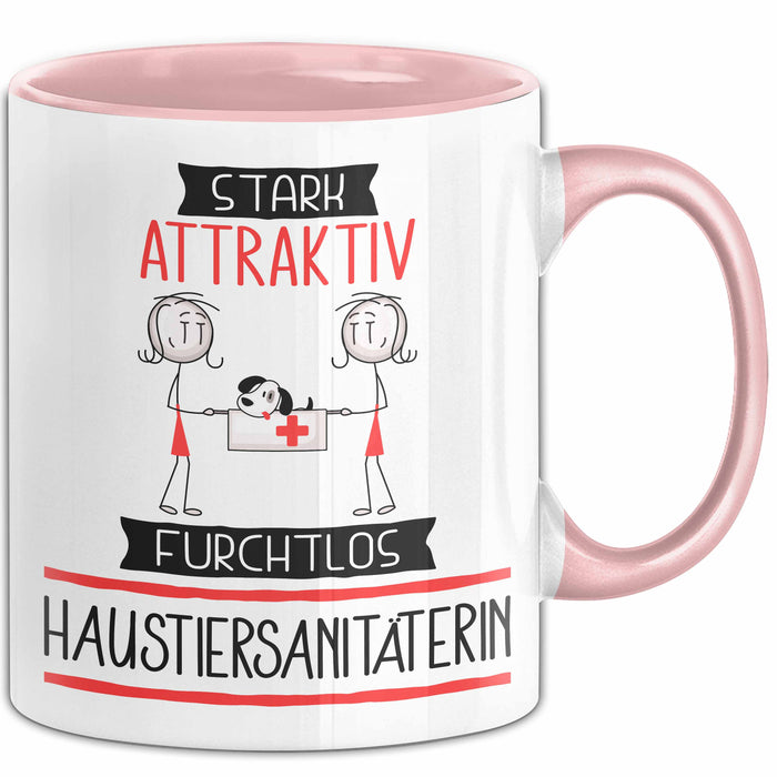 Haustiersanitäterin Tasse Geschenk Becher Stark Attraktiv Furchtlos Haustiersanitäterin Lustige Geschenkidee Rosa Trendation