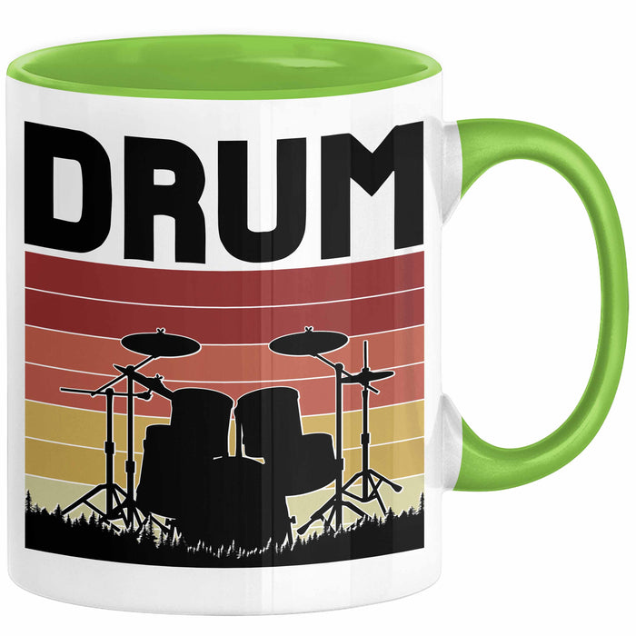 Drummer Schlagzeug-Spieler Geschenk Tasse Geschenkidee Kaffee-Becher Schlagzeuger Drum Grün Trendation
