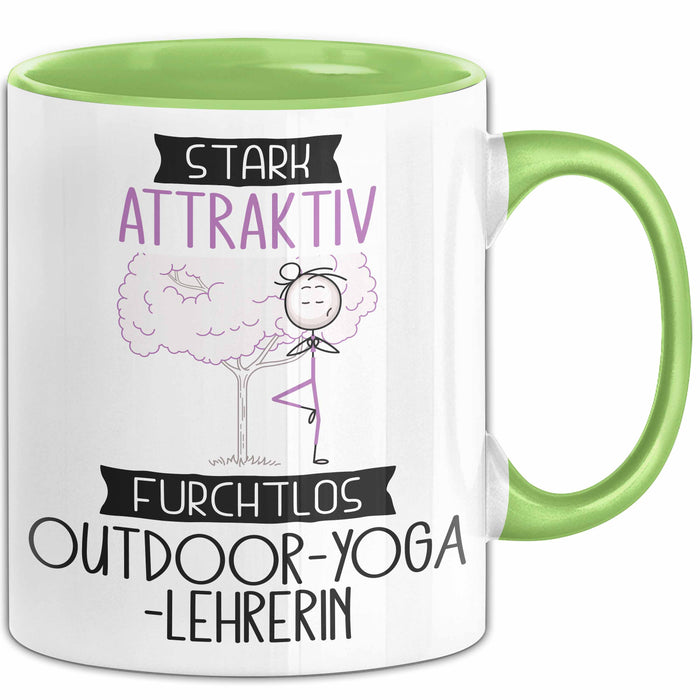 Outdoor-Yoga-Lehrerin Tasse Geschenk Becher Stark Attraktiv Furchtlos Outdoor-Yoga-Lehrerin Lustige Geschenkidee Grün Trendation