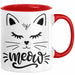 Katzen-Besitzerin Tasse Geschenk Meow Katze Geschenkidee Miau Katzen Mama Kaffee-Becher Rot Trendation