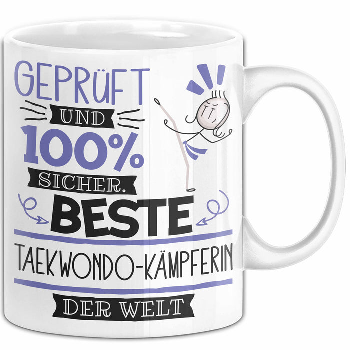 Beste Taekwondo-Kämpferin Der Welt Tasse Geschenk für Eine Taekwondo-Kämpferin Geprüft Und Sicher Geschenkidee Geburtstag Weihnachten Weiß Trendation