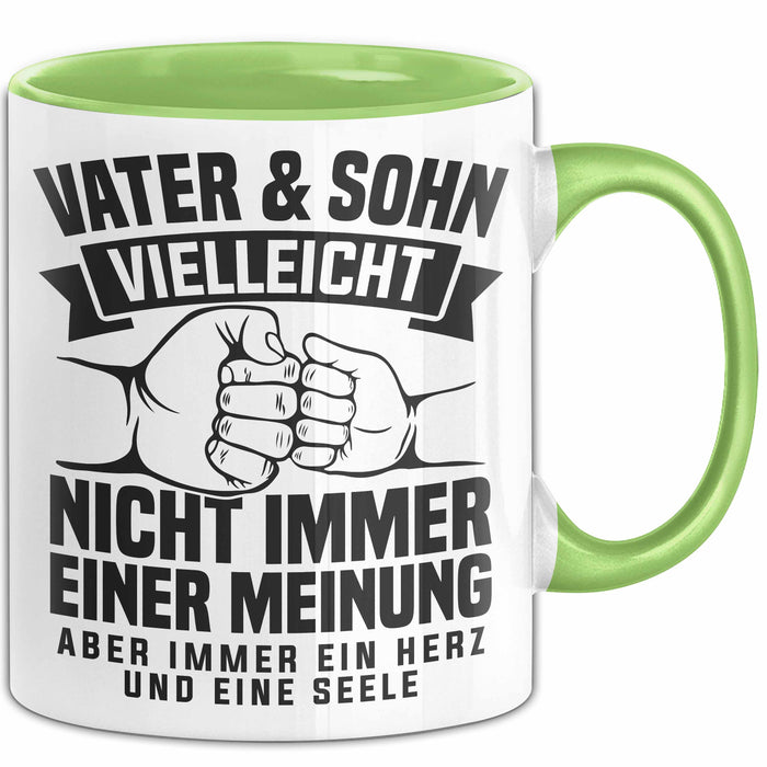 Vater & Sohn Tasse Geschenk Zum Vatertag Vielleicht Nicht Immer Einer Meinung Grün Trendation