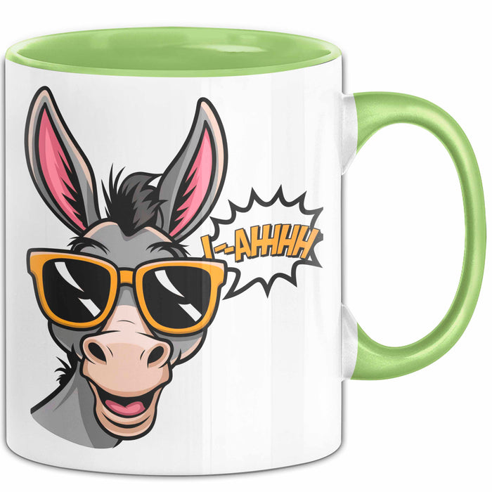 Esel Sonnenbrille Tasse Geschenk Lustige Geschenkidee Spruch Grün Trendation