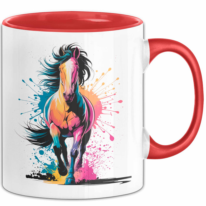 Pferde Tierliebhaber Tasse Geschenk Lustige Geschenkidee Spruch Rot Trendation