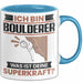 Boulderer Tasse Geschenk für Boulderer Geburtstag Lustiger Spruch Kaffee-Becher Was Ist Deine Superkraft Blau Trendation