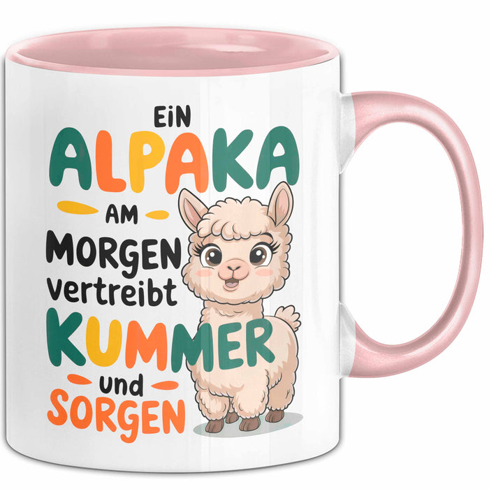 Alpaka Liebhaber Tasse Geschenkidee Alpaka Am Morgen Tierfan Rosa Trendation