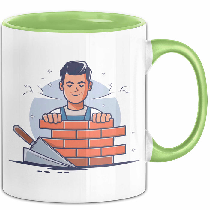 Maurer Tasse Geschenk Lustige Geschenkidee Spruch Für Ziegelbauer Grün Trendation