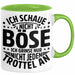 Lustiger Spruch Tasse Humor Sarkasmus Ich Schaue Nicht Böse Ich Grinse Nicht Nur Jeden Trottel An Kaffee-Becher Grün Trendation