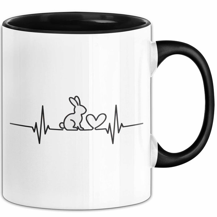 Kaninchen Hase Herzschlag Tasse Geschenk Lustige Geschenkidee Spruch Schwarz Trendation
