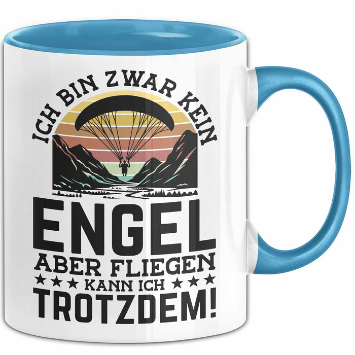 Fallschirmspringer Tasse Geschenk Ich Bin Zwar Kein Engel Aber Fliegen Kann Ich Trotzdem Geschenkidee Becher Blau Trendation