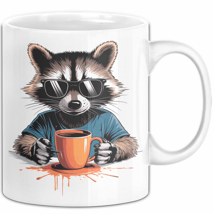 Waschbär Tierliebhaber Kaffee Tasse Geschenk Lustige Geschenkidee Spruch Weiß Trendation