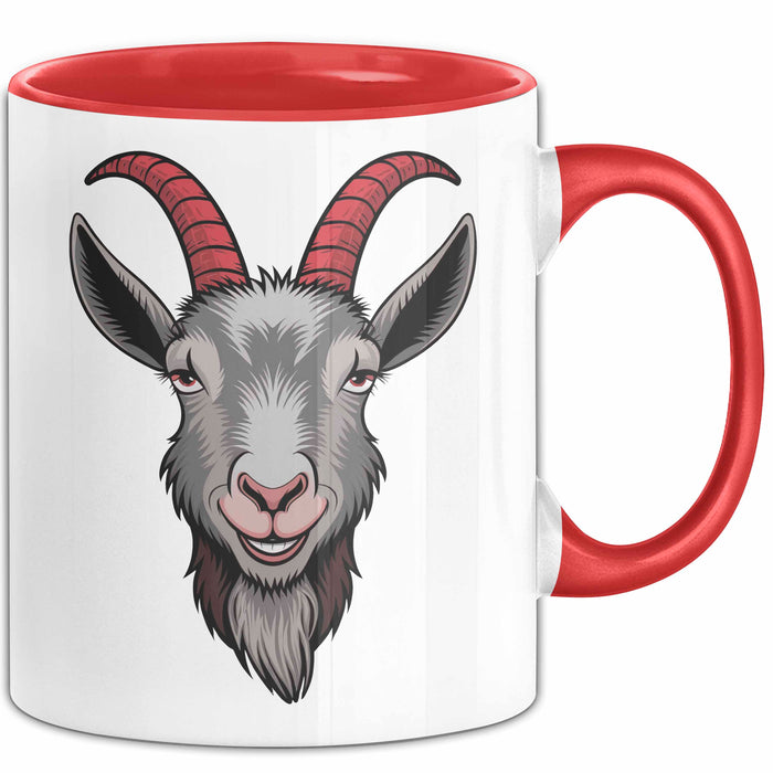 Ziegenliebhaber Tasse Geschenkidee Stalltier Enthusiast Geschenkidee Lustig Rot Trendation