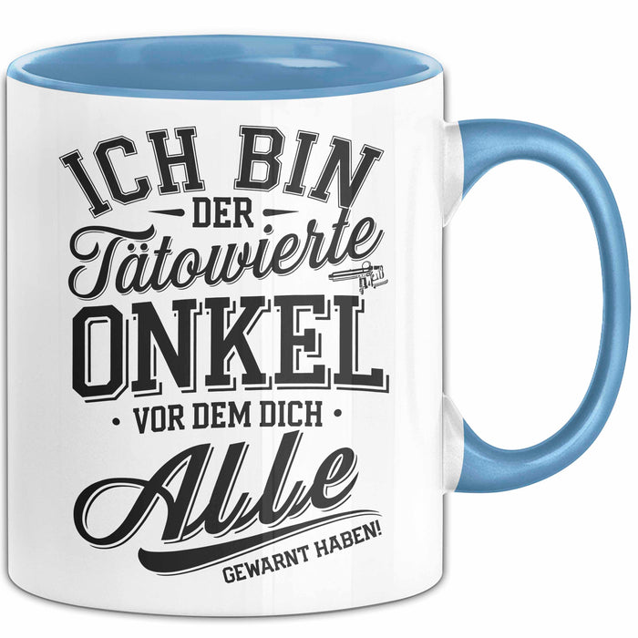 Tätowierter Onkel Tasse Geschenk Lustige Geschenkidee Spruch Blau Trendation