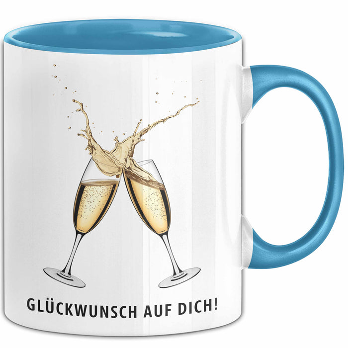 Schüler Abschluss Tasse Geschenk Lustige Geschenkidee Spruch Glückwunsch Auf Dich Blau Trendation