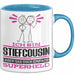 Stiefcousin Geschenk Tasse Ich Bin Stiefcousin Aber Sag Doch Einfach Superheld Lustige Geschenkdiee für Stiefcousin Kaffee-Becher Blau Trendation