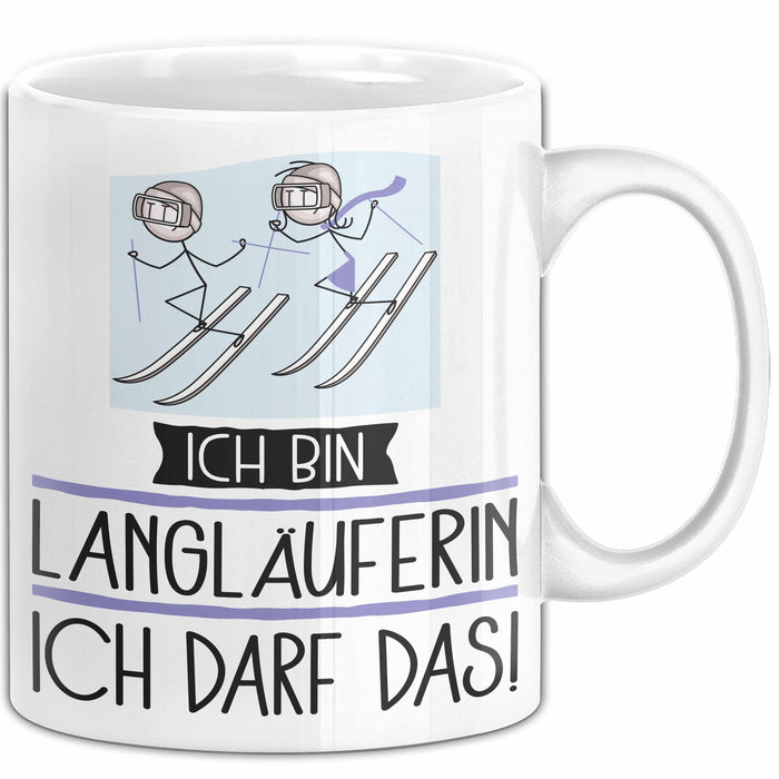 Geschenk für Langläuferin Tasse Lustige Geschenkidee Geburtstag Ich Bin Langläuferin Ich Darf Das Weiß Trendation