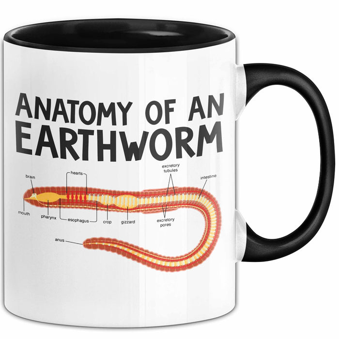 Regenwurm Tasse Geschenk Lustige Geschenkidee Spruch Anatomie Eines Regenwurms Schwarz Trendation