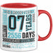 Tasse 07 Jahre Jubiläum Design mit Zeitangaben, Geschenkidee Rot Trendation