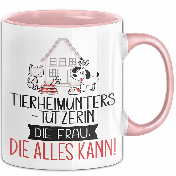 Tierheimunterstützerin Geschenk Tasse Becher Die Frau Die Allen Kann Geschenkidee für eine Tierheimunterstützerin Lustig Rosa Trendation